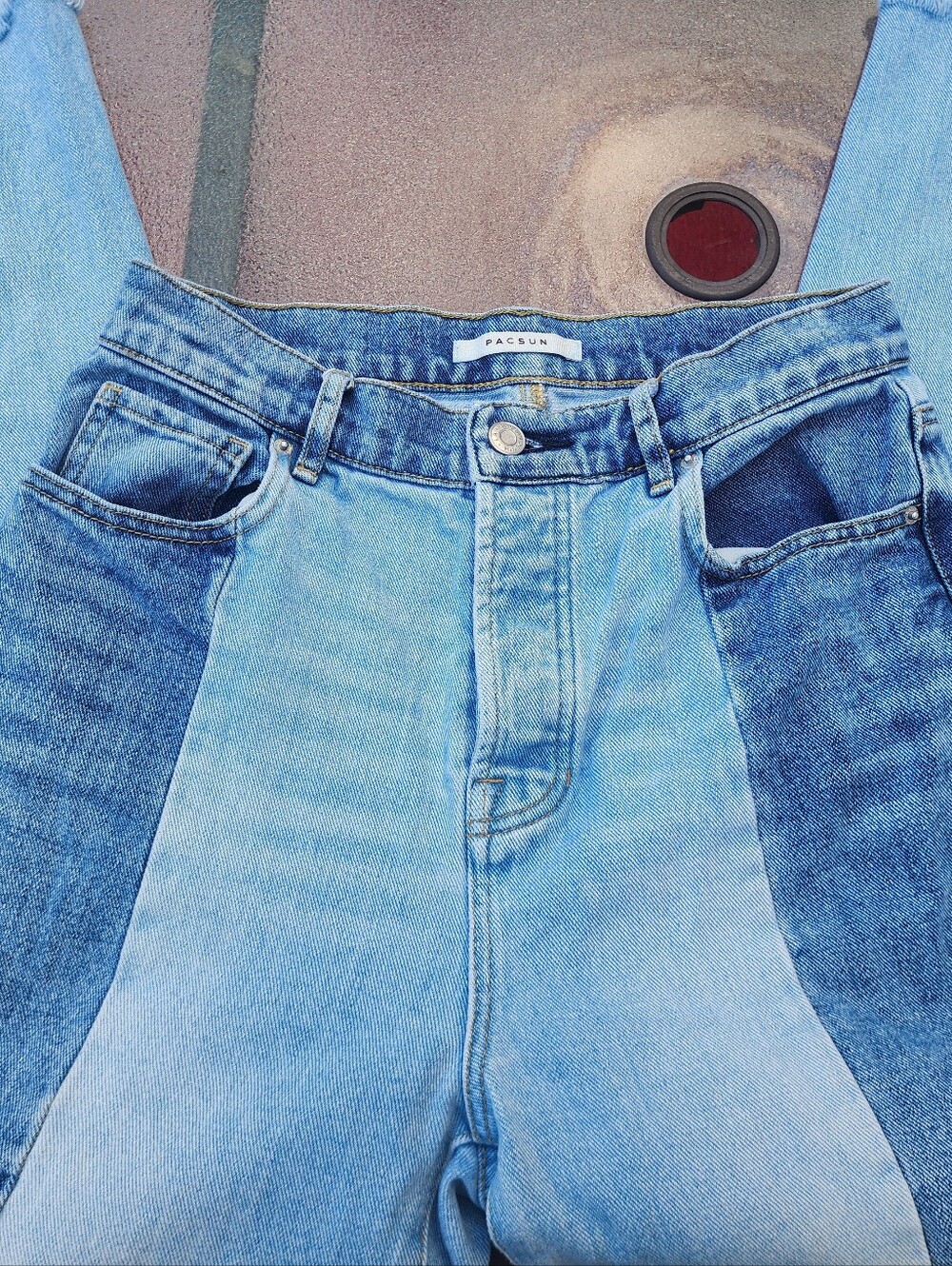 Two-Tone Blue Panel High-Waist Women’s Jeans - Picture 7 of 8